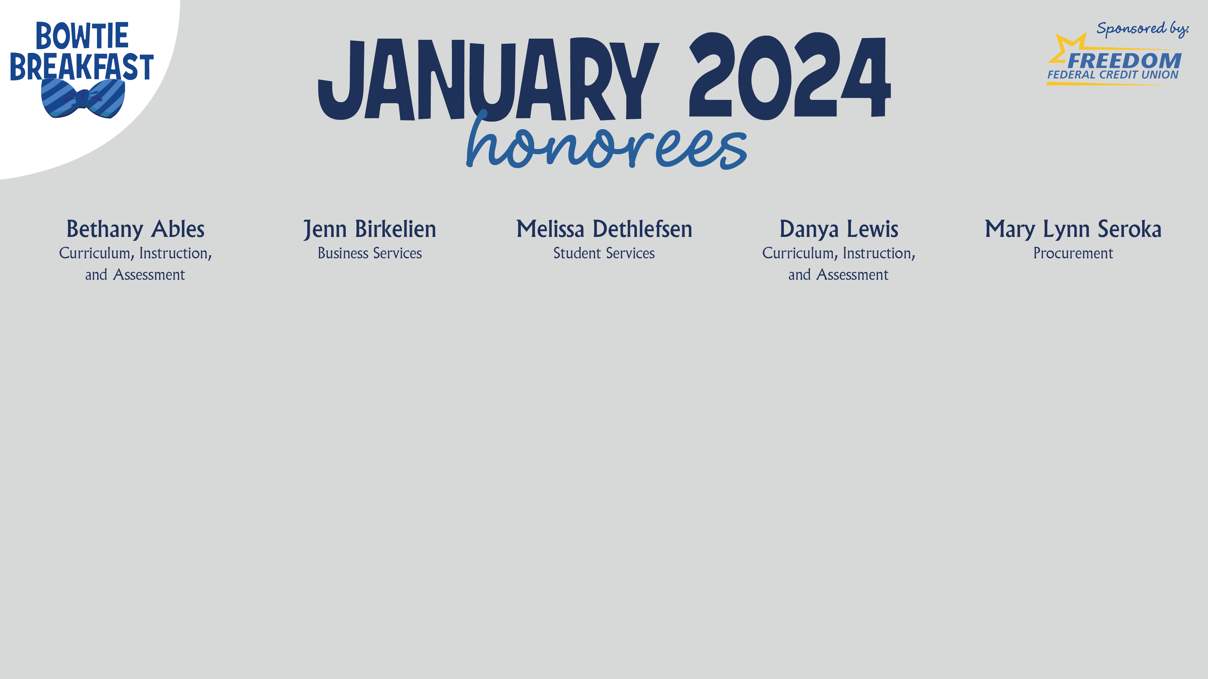 HCPS Bowtie Breakfast Honorees - January 2024