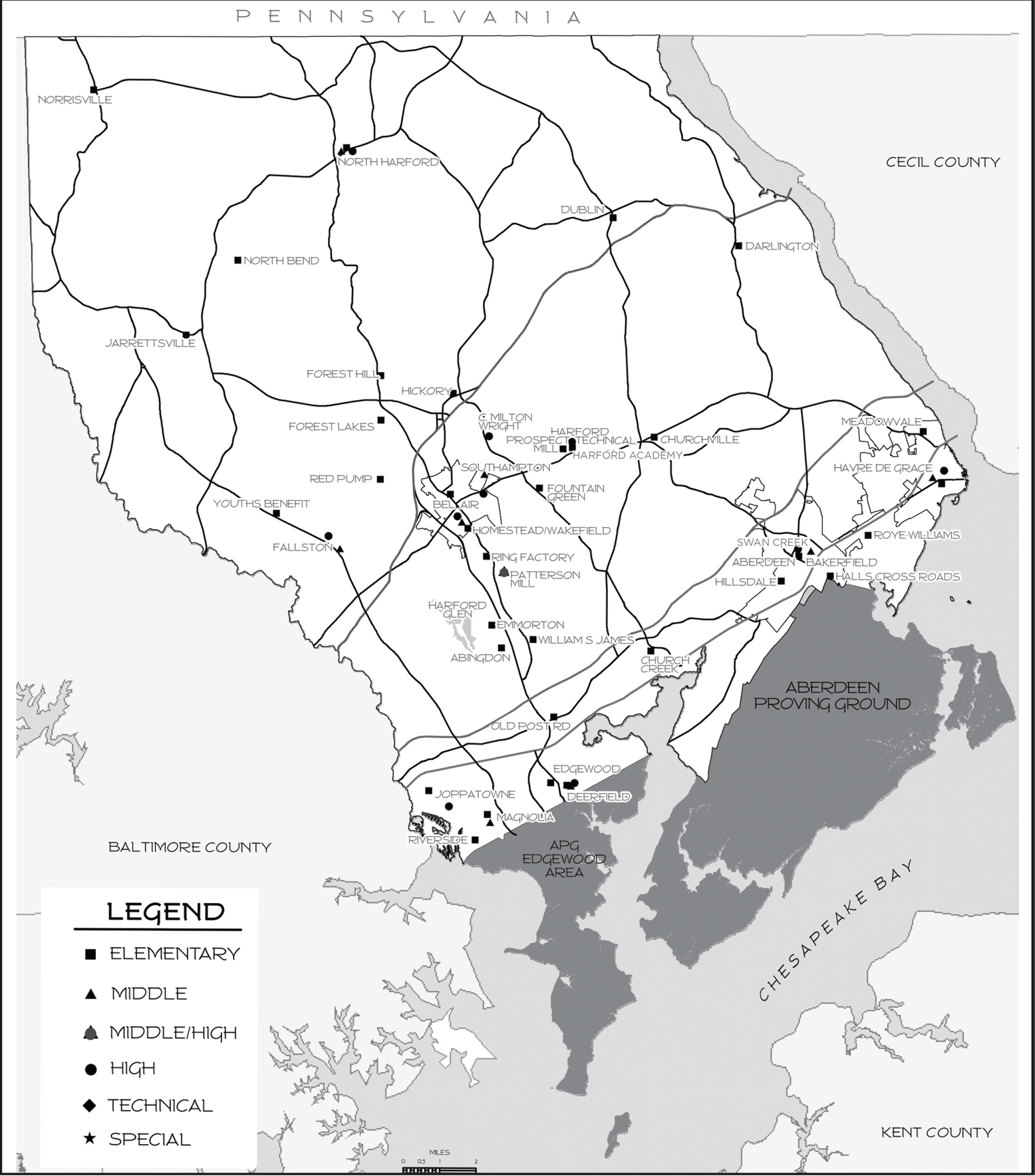 Map of Harford County