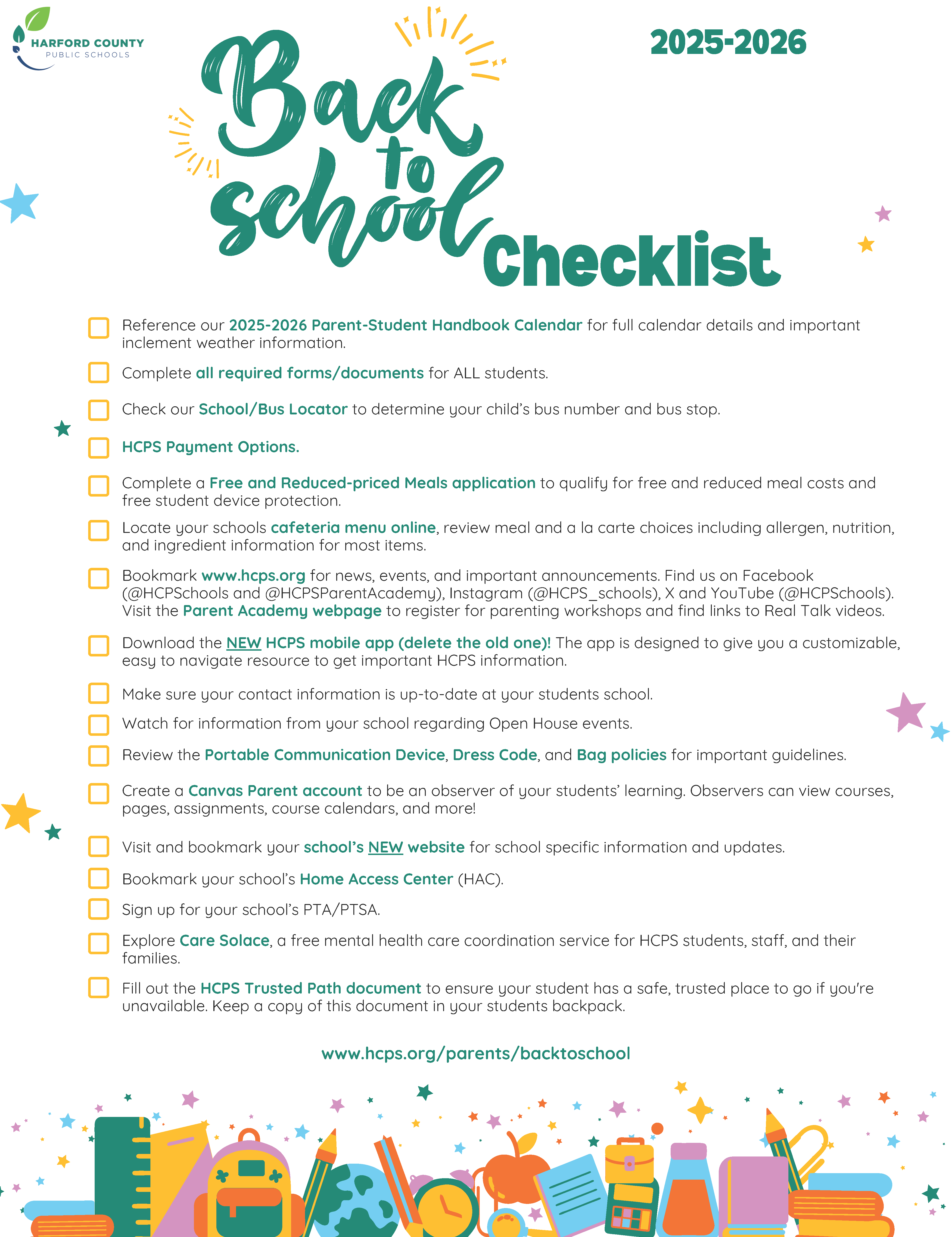 Back To School Checklist