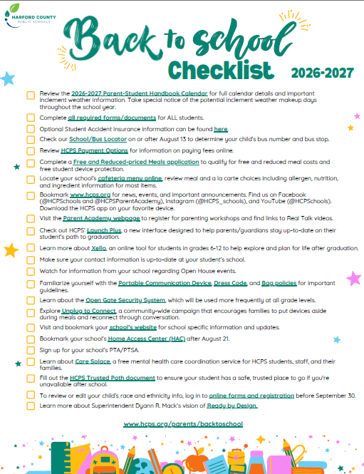 Back To School Checklist