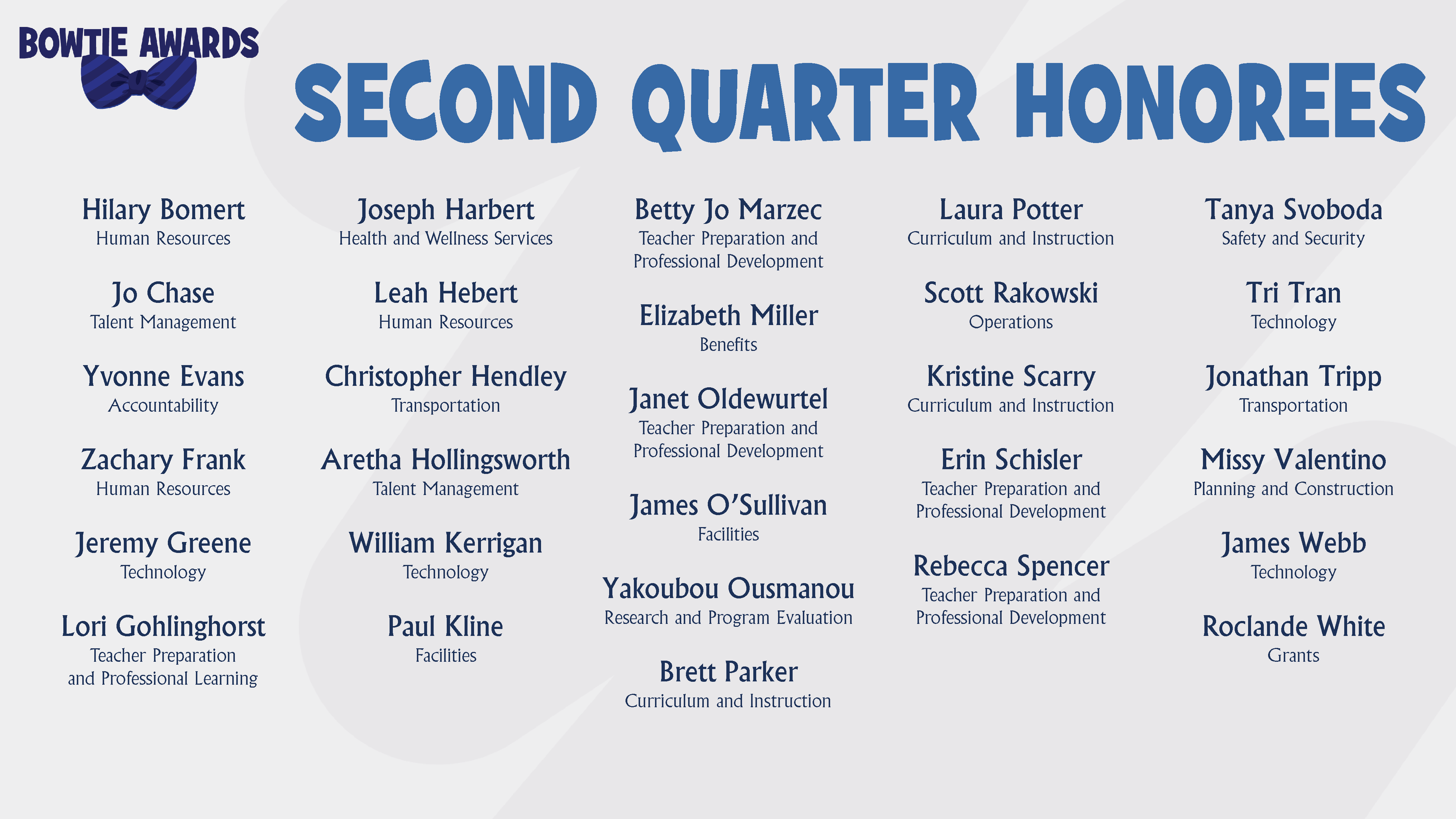 HCPS Bowtie Awards Honorees