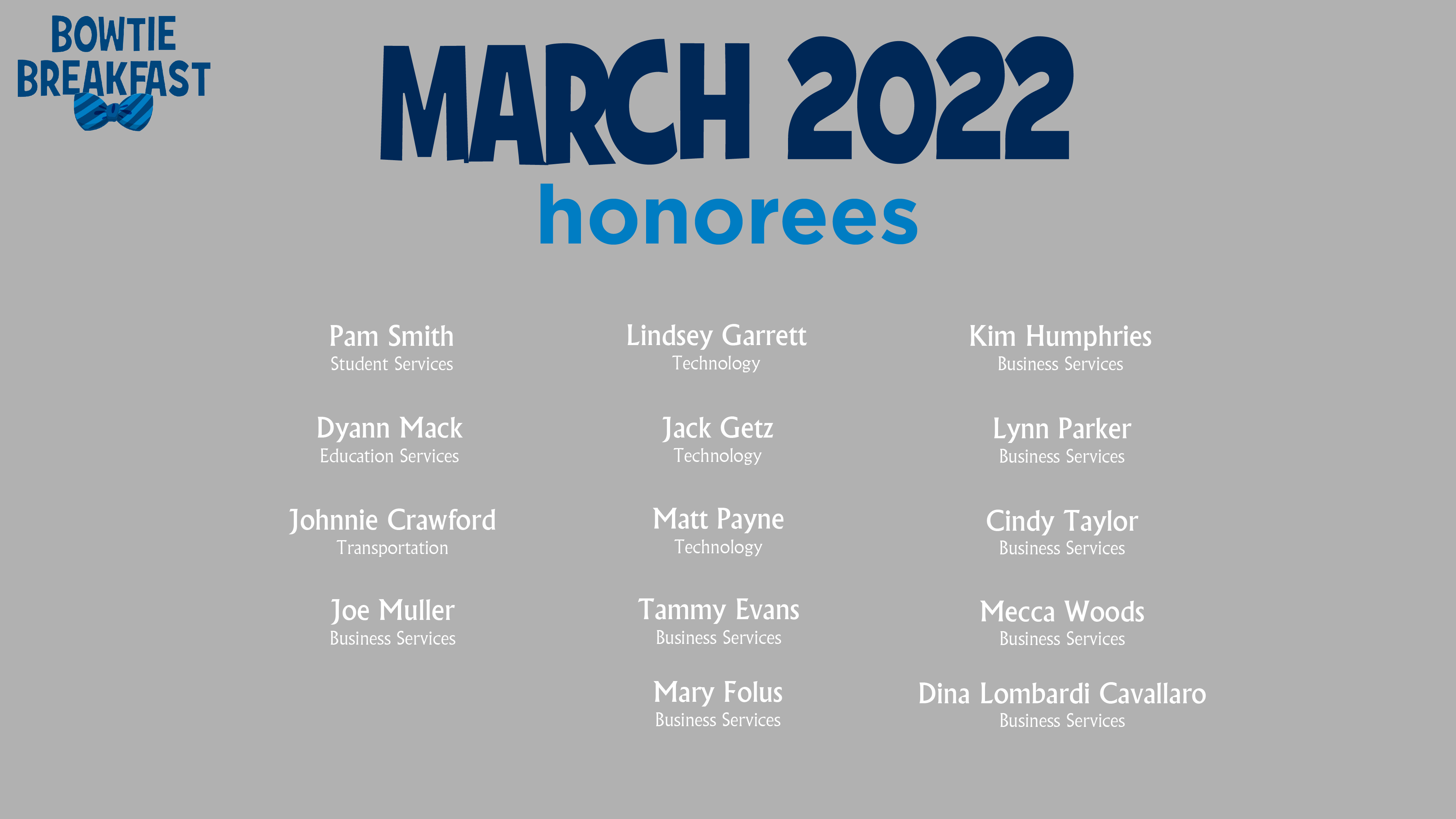 HCPS Bowtie Breakfast Honorees - March 2021