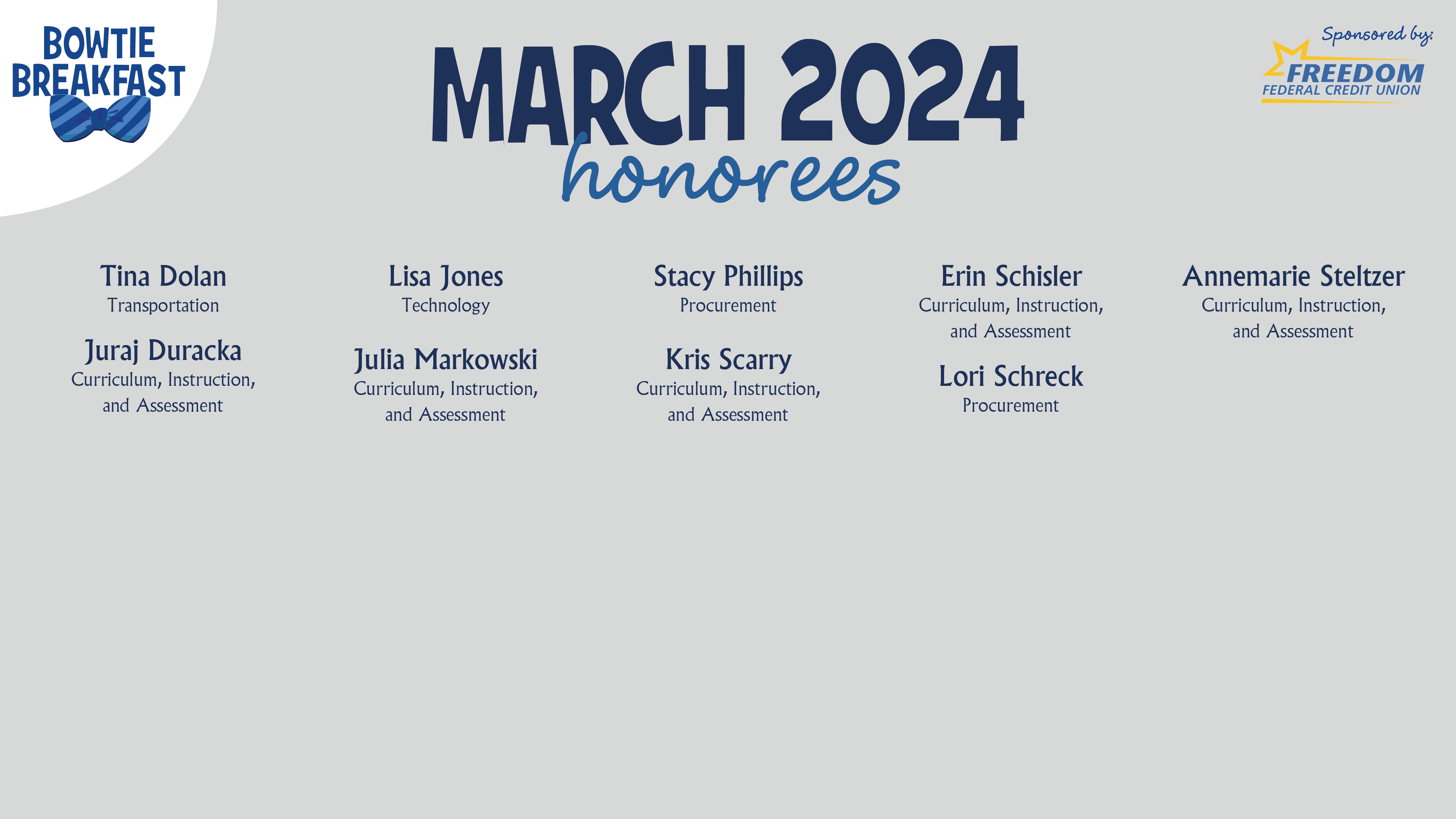 HCPS Bowtie Breakfast Honorees - March 2024