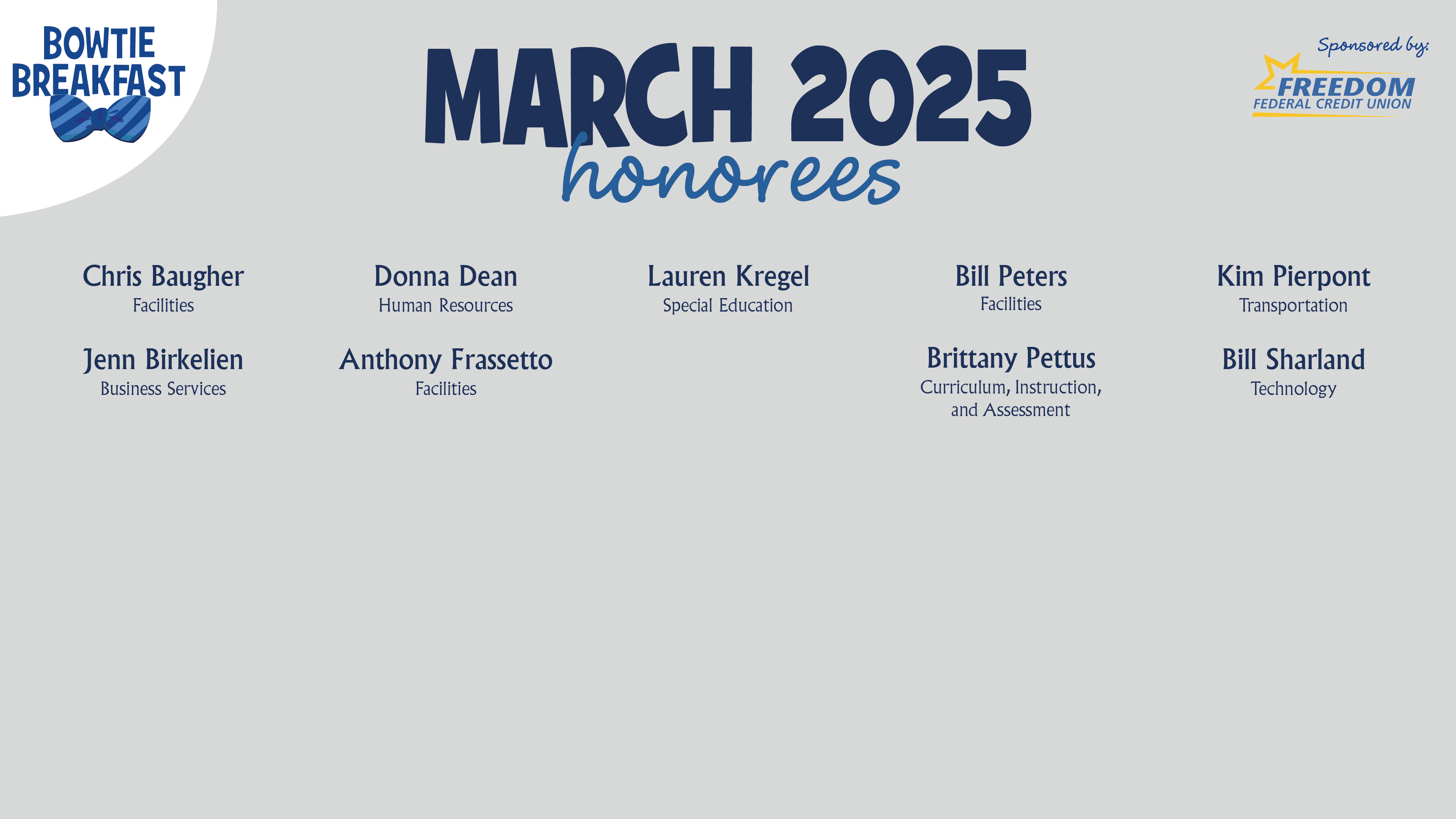 HCPS Bowtie Breakfast Honorees - March 2025