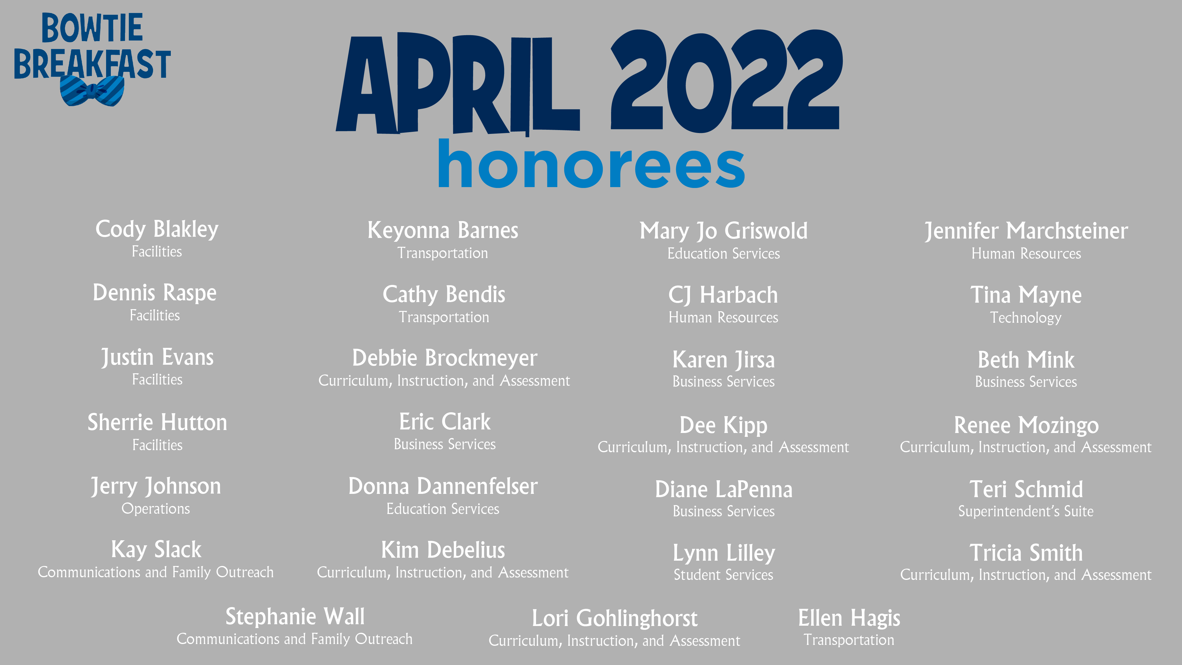 HCPS Bowtie Breakfast Honorees - April 2021