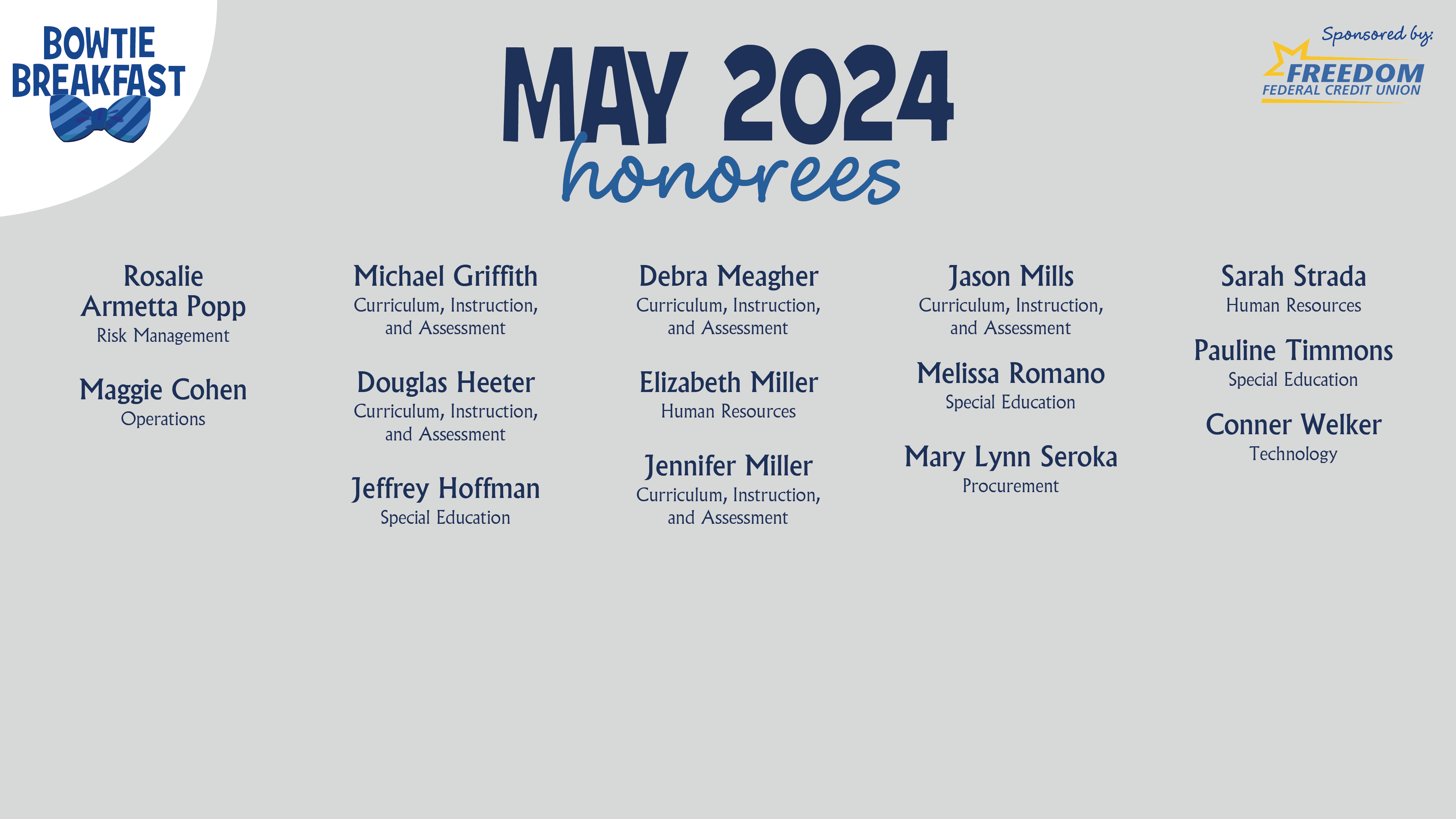 HCPS Bowtie Breakfast Honorees - May 2024