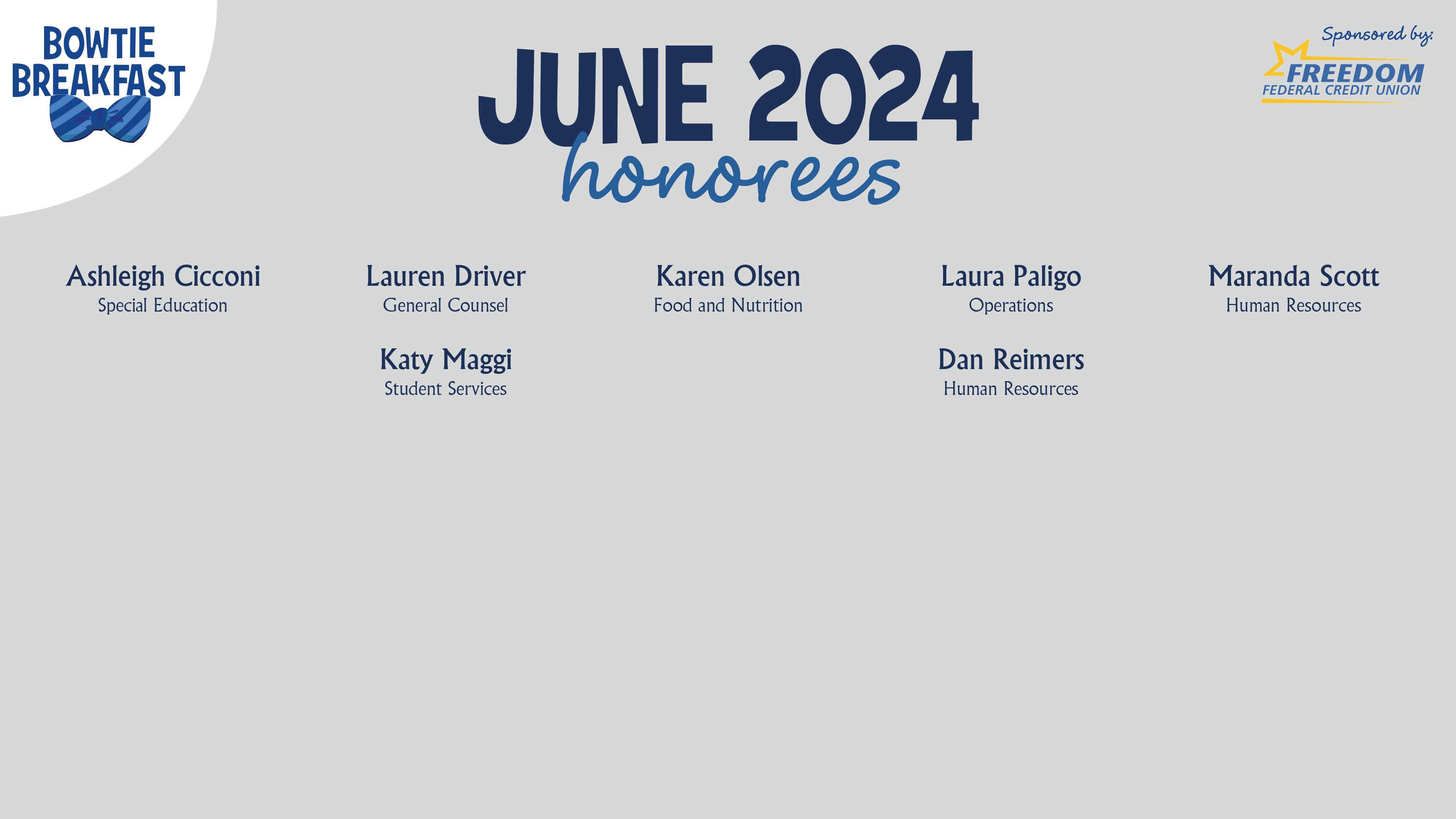 HCPS Bowtie Breakfast Honorees - May 2024