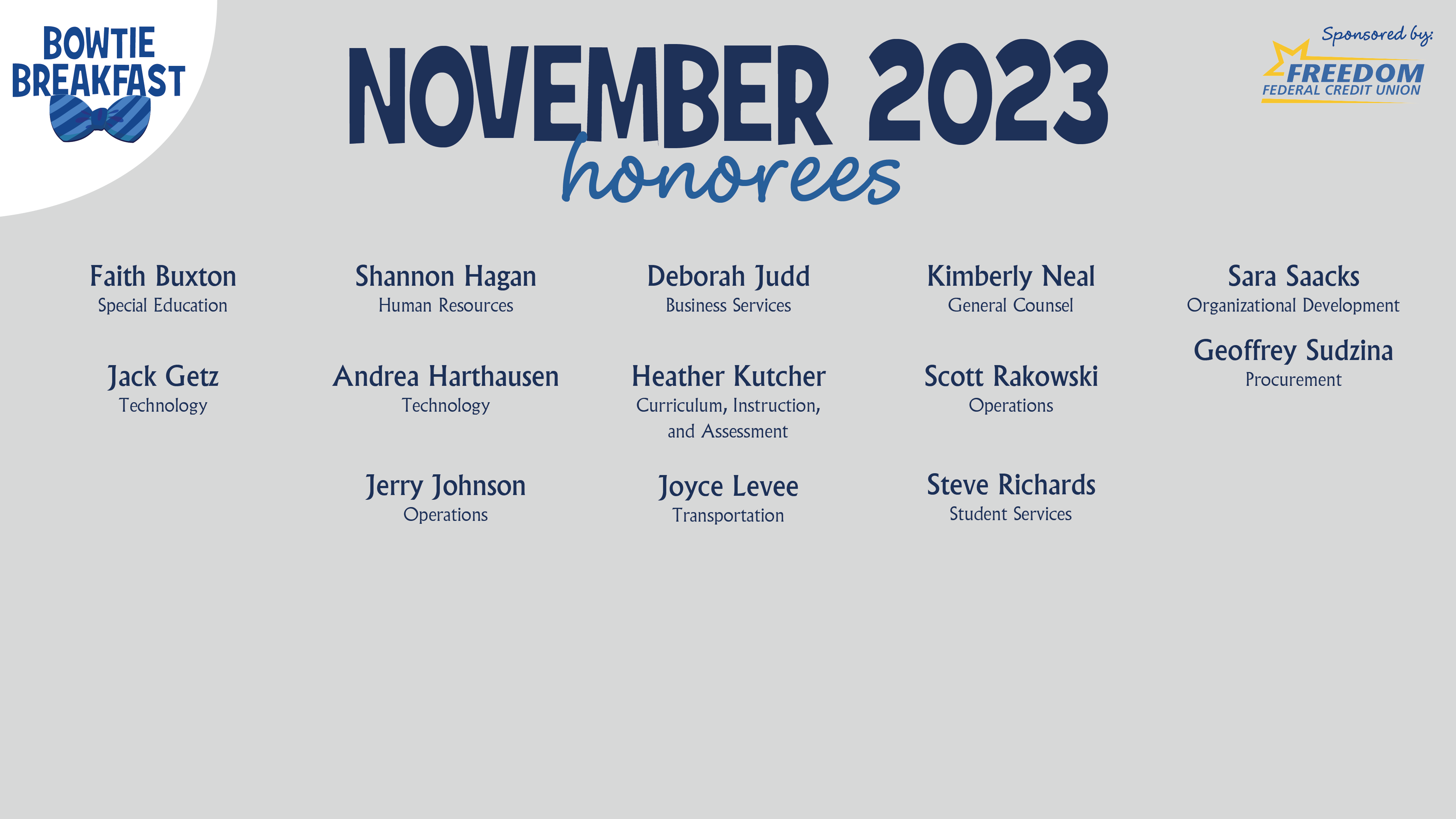 HCPS Bowtie Breakfast Honorees - November 2023