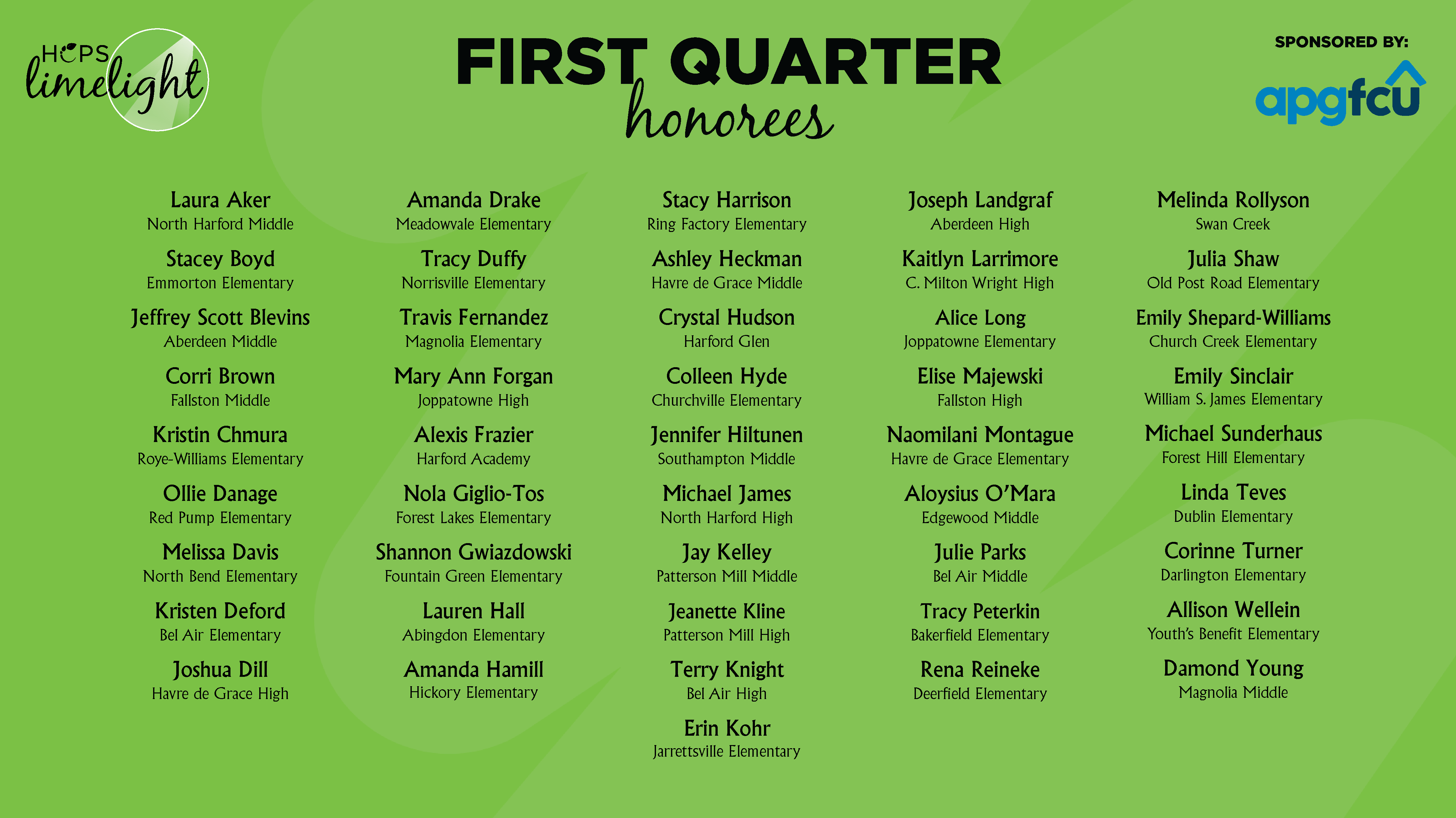 HCPS Limelight Honorees - First Quarter 2025-2026