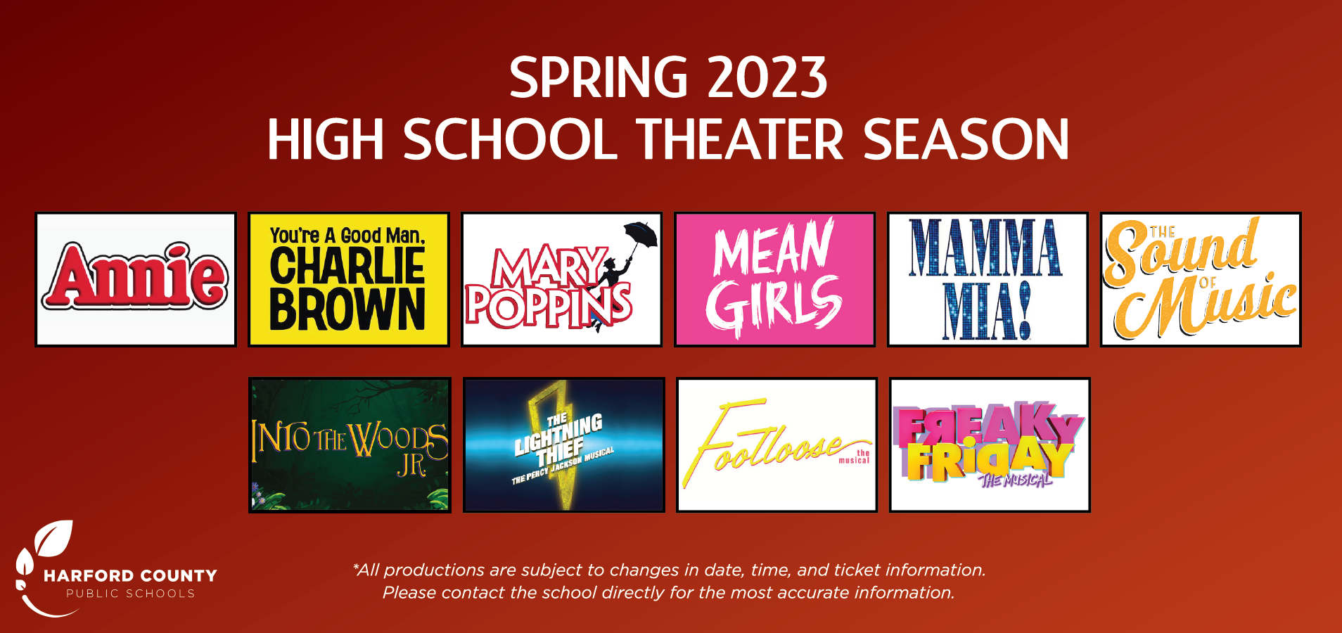 Spring 2023 High School Theater Schedule